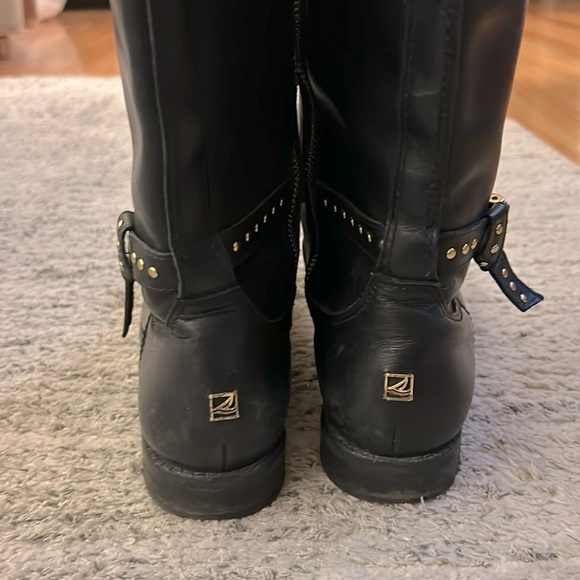 Sperry - Topsider Knee High Black Leather Boots - Size 8.5 - Picture 4 of 7